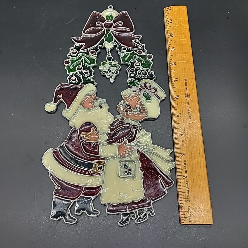 Vintage Kurt S Adler 12" Santa and Mrs Claus Stained Glass Window Hanging 1979‎ - Picture 11 of 11